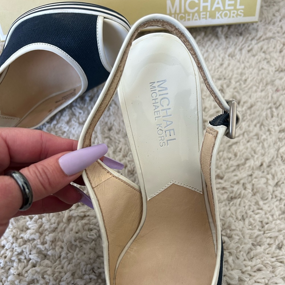 Michael Kors Sofia Sling Canvas Heels - Picture 5 of 7